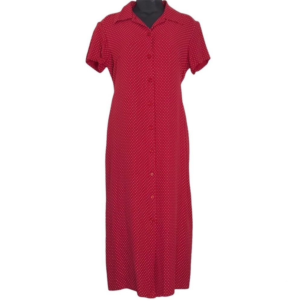 California Concepts Vintage Y2K 2000's Polka Dot Button Down Dress Retro Style